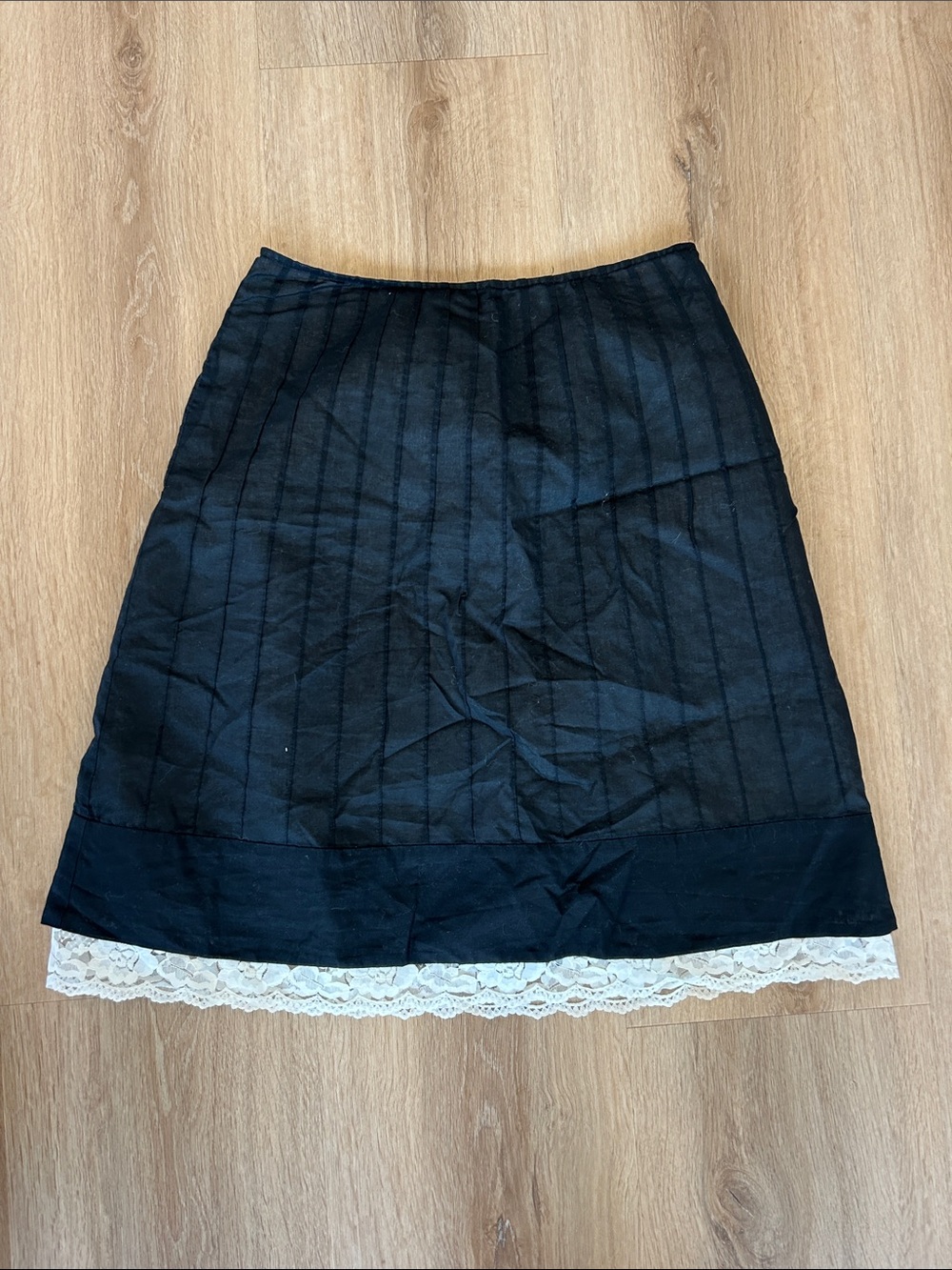 Ann Taylor Black A-Line Skirt with White Lace Hem